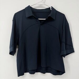 Lululemon Swiftly Tech Relaxed-Fit Polo Shirt Size 12 Cropped Navy Blue